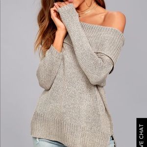 Lulus RD Style Heather Grey Off Shoulder Sweater